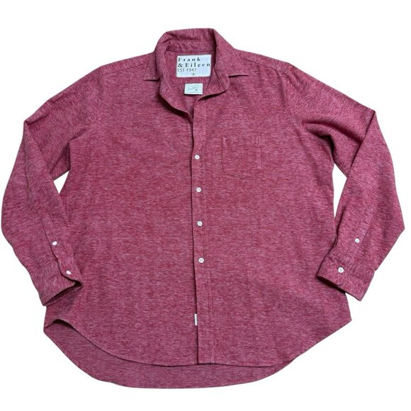 FRANK & EILEEN STYLE EILEEN BUTTON UP SHIRT FLANNEL RED HEATHERED COTTON SIZE S - Picture 3 of 10